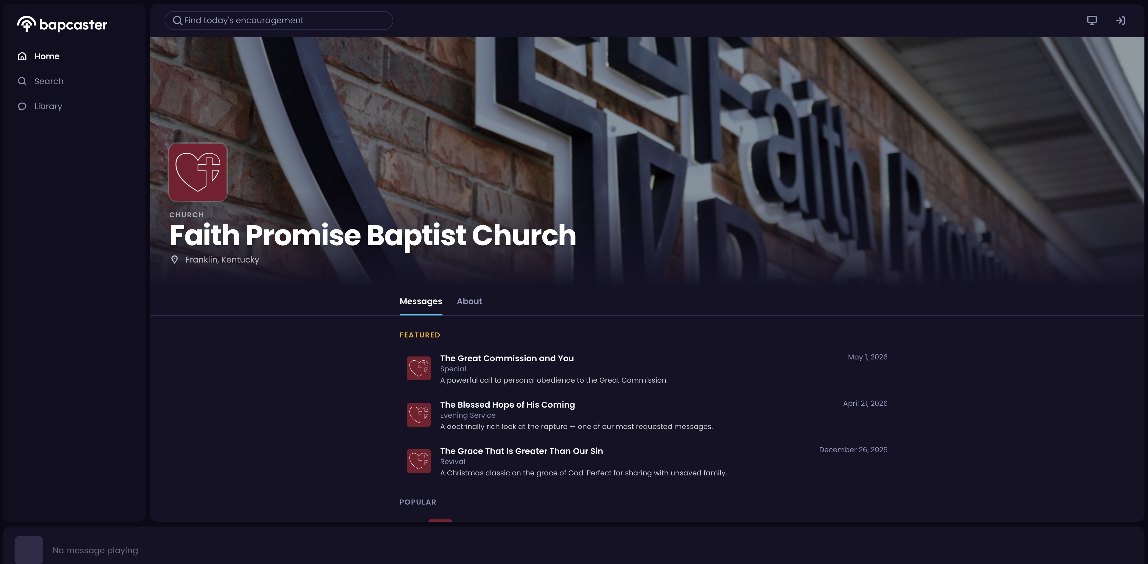 Bapcaster app interface